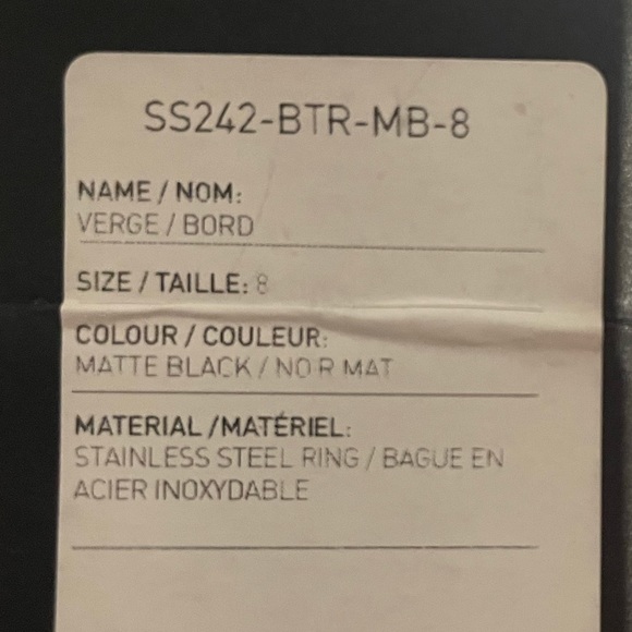 vitaly verge genderless ring. Brand new. Matt black - Picture 4 of 5